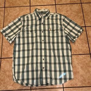 Plaid short sleeve Carhartt button up.